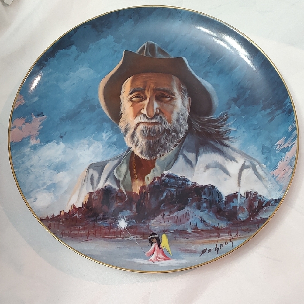 Decorative Plate with Western Art "The Superstition Mountain"